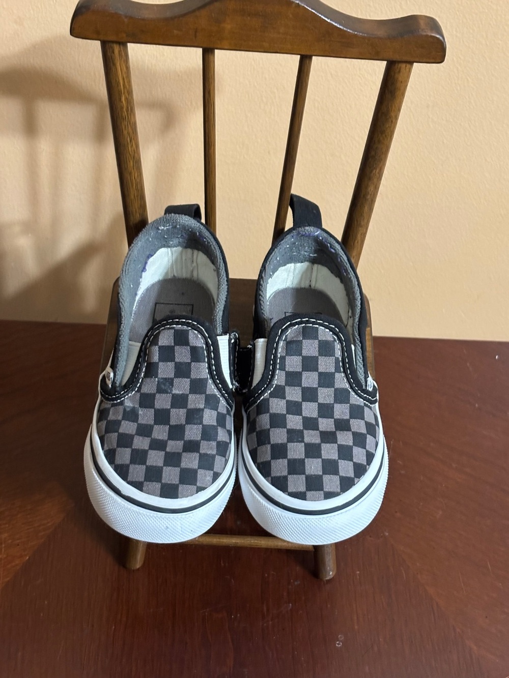 Vans Kids Slip-On Checkerboard Sneakers - Black and Gray